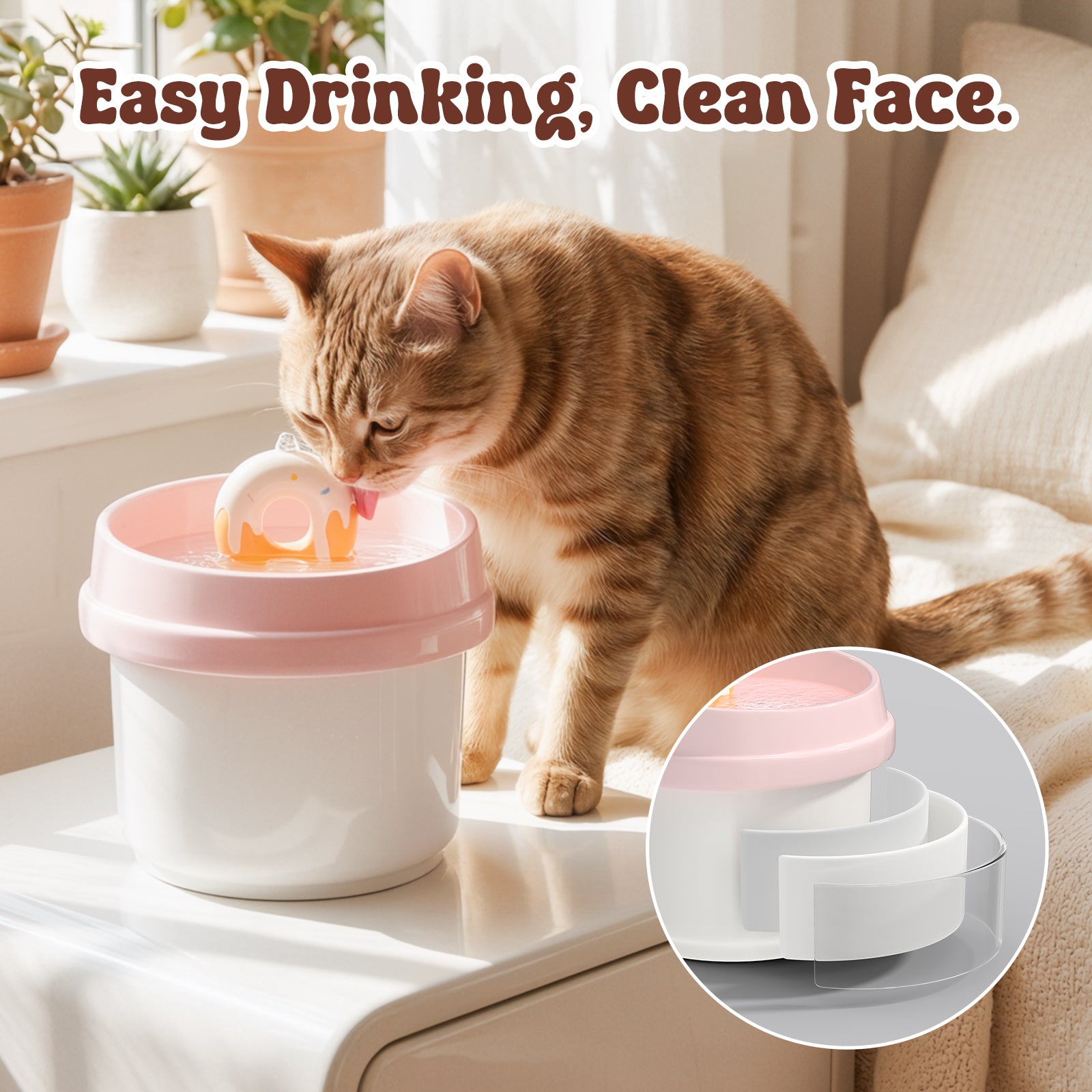 42oz Donut Style Cat Water Fountain – Happy & Polly