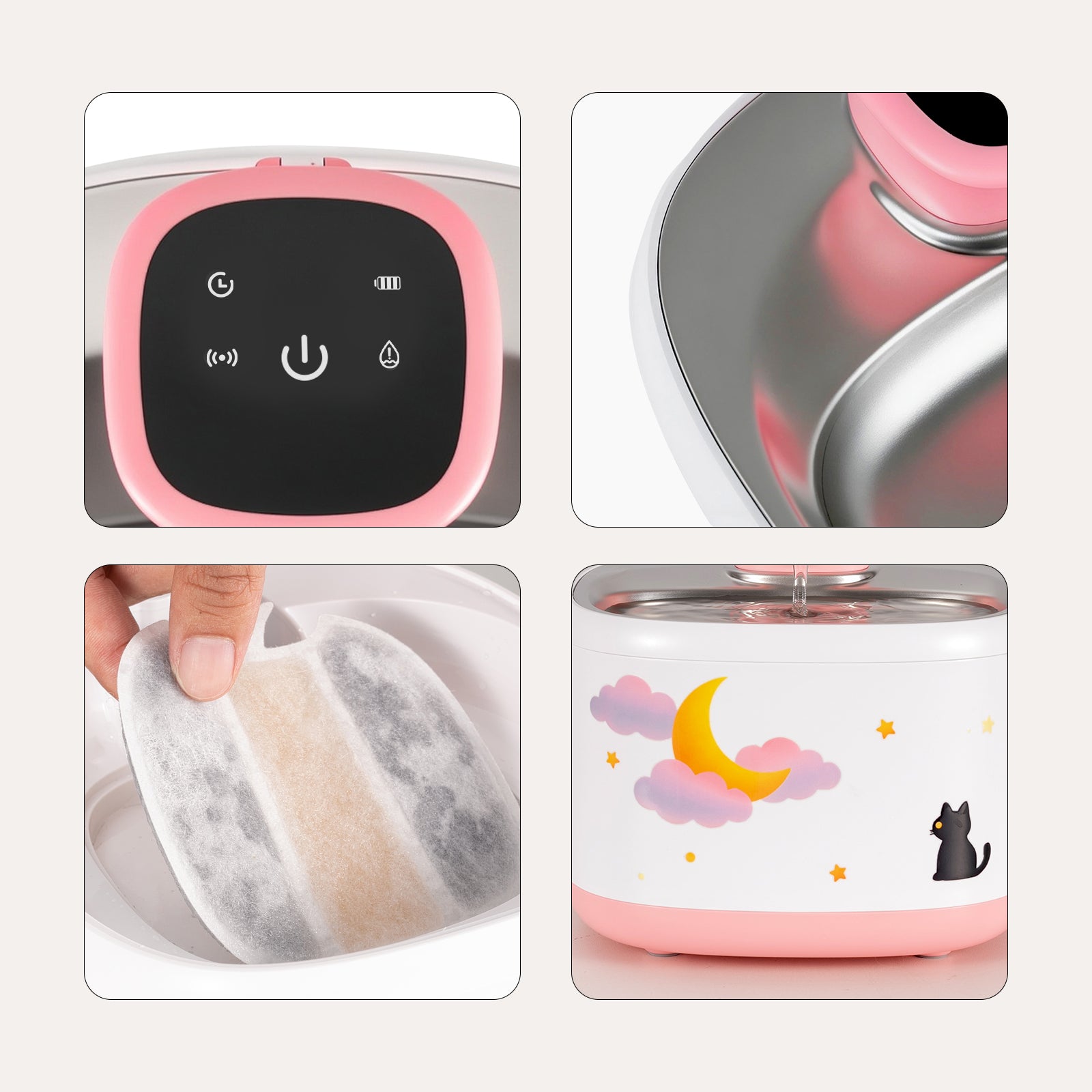 71oz Moonlight Wireless Smart Water Fountain