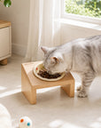 Elevated Wooden Cat Bowl