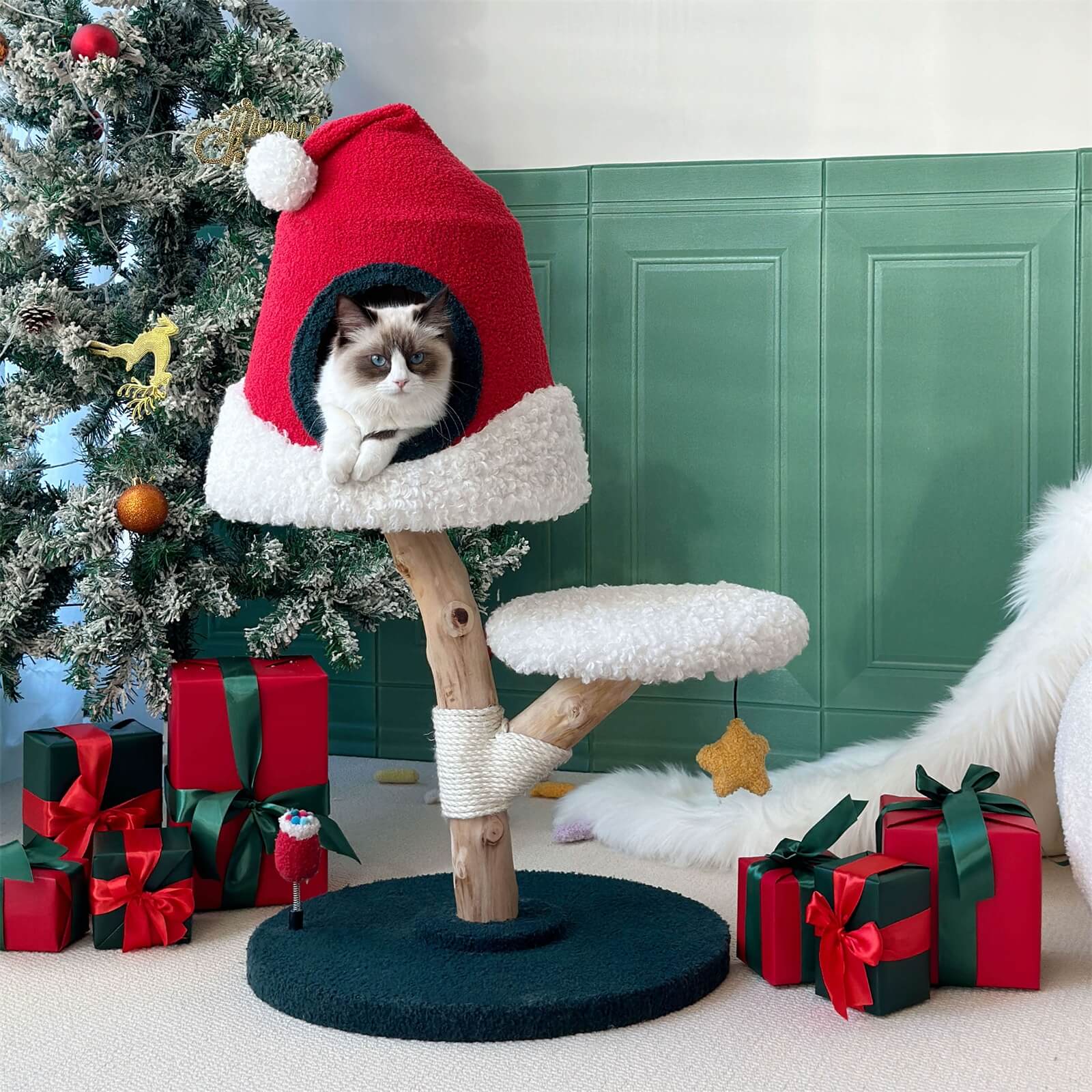 Santa Hat Cat Tree