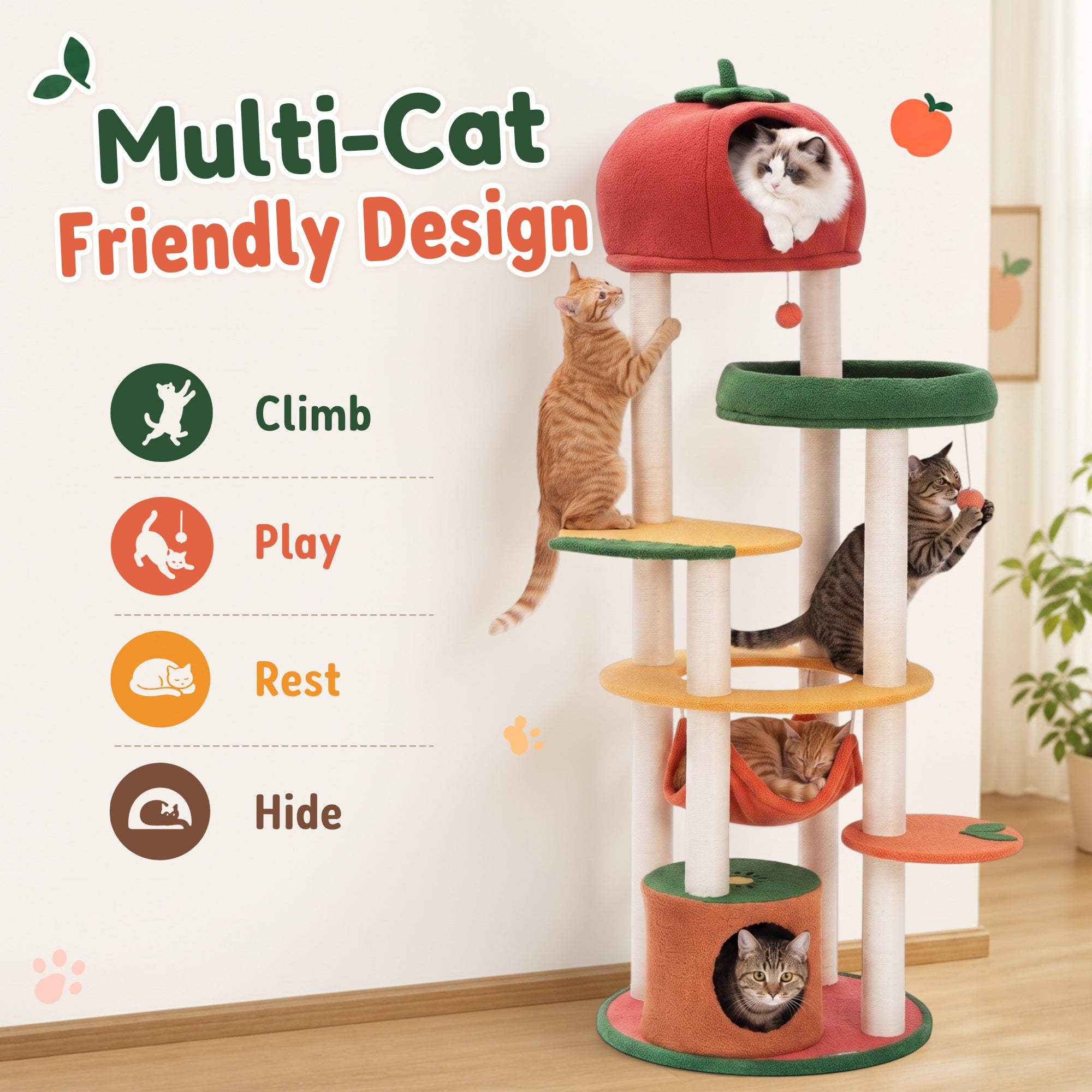 71" Fruit World Multi-Cat Tree