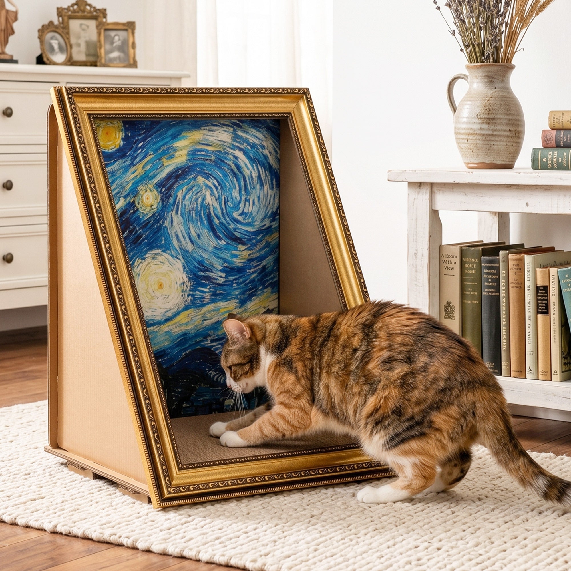 Reinforced Retro Art Cat Scratcher House