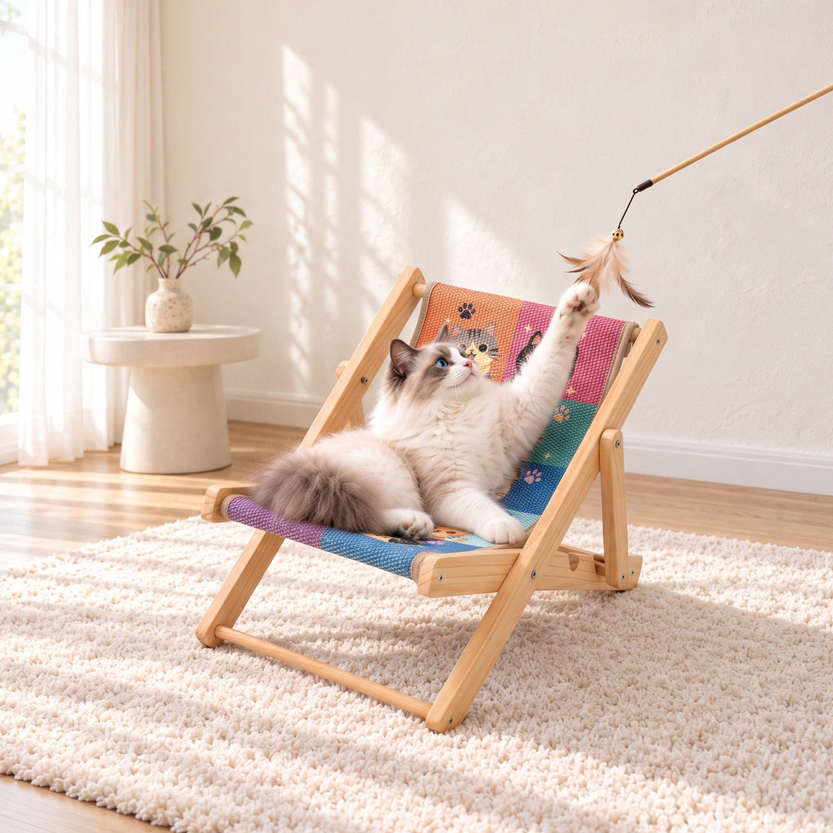 Foldable Cat Lounge Chair With Scratching Surface