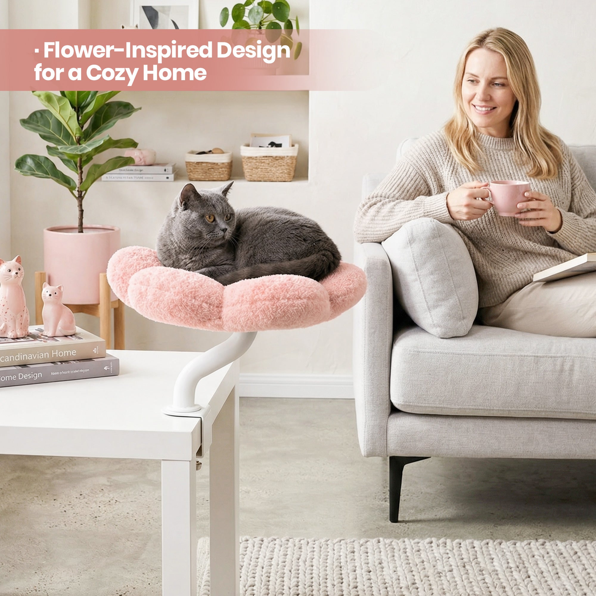 Cozy Flower Desk Cat Bed