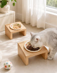 Elevated Wooden Cat Bowl