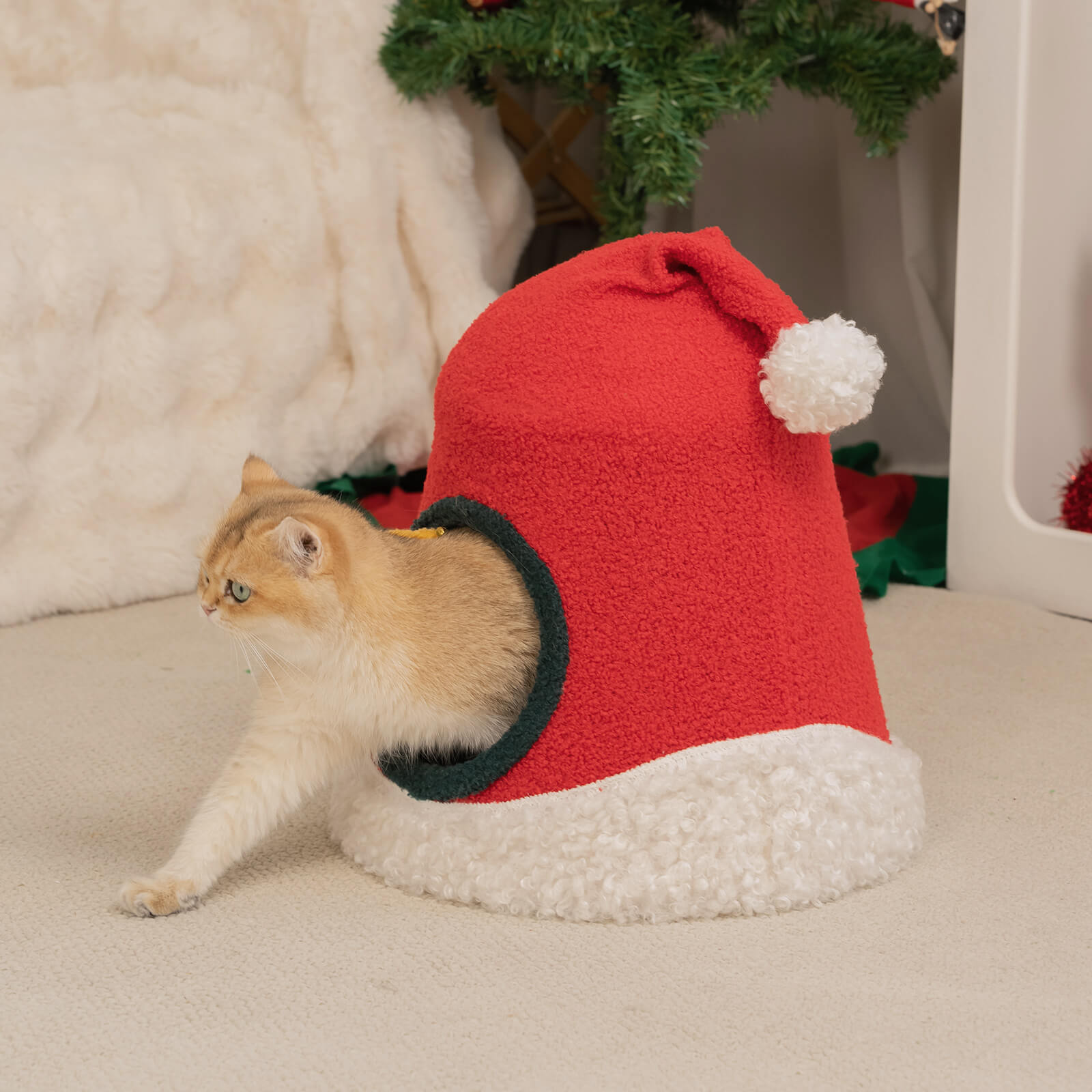 Christmas Santa Hat Cat Bed