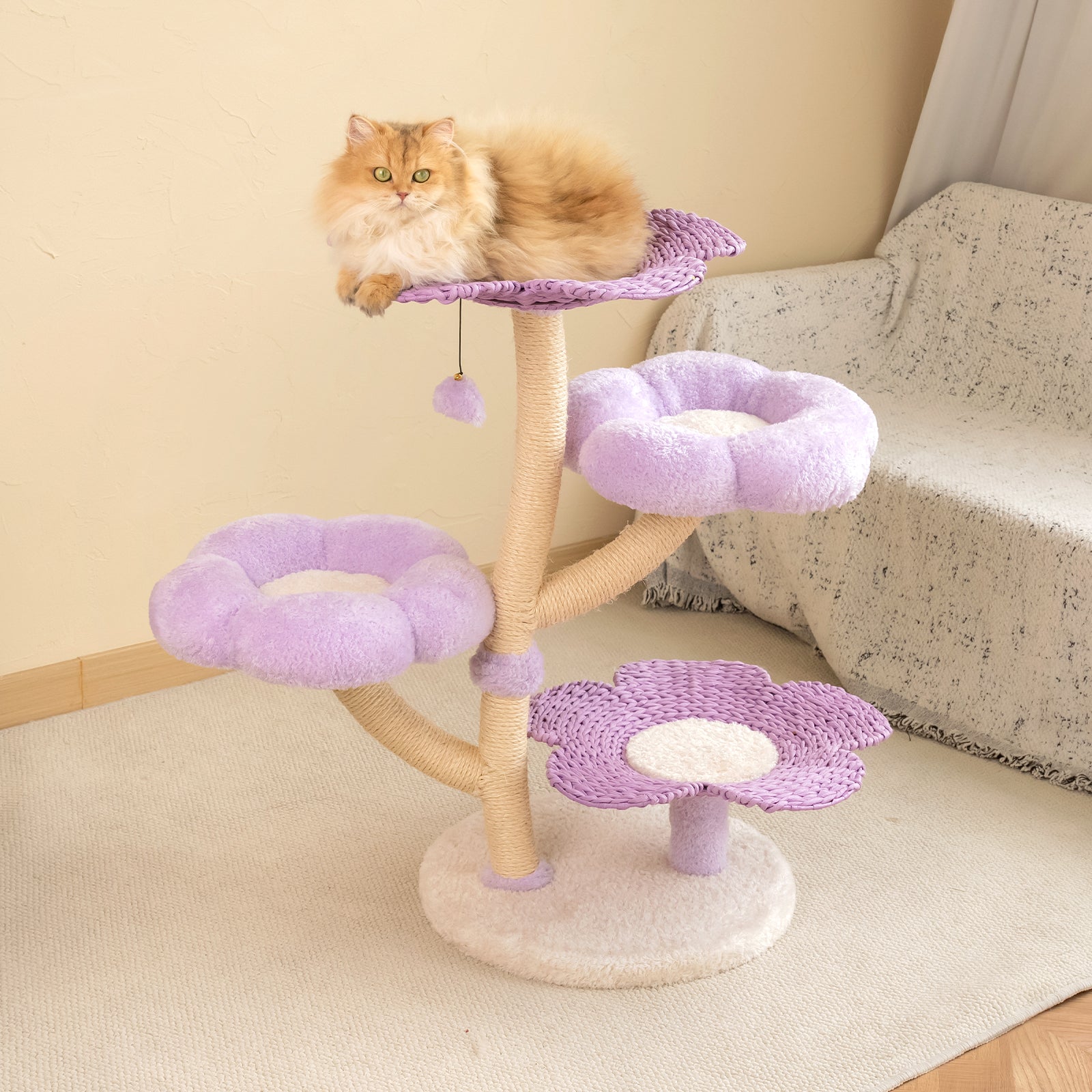 Purple Woven Flower Cat Tree – Happy & Polly