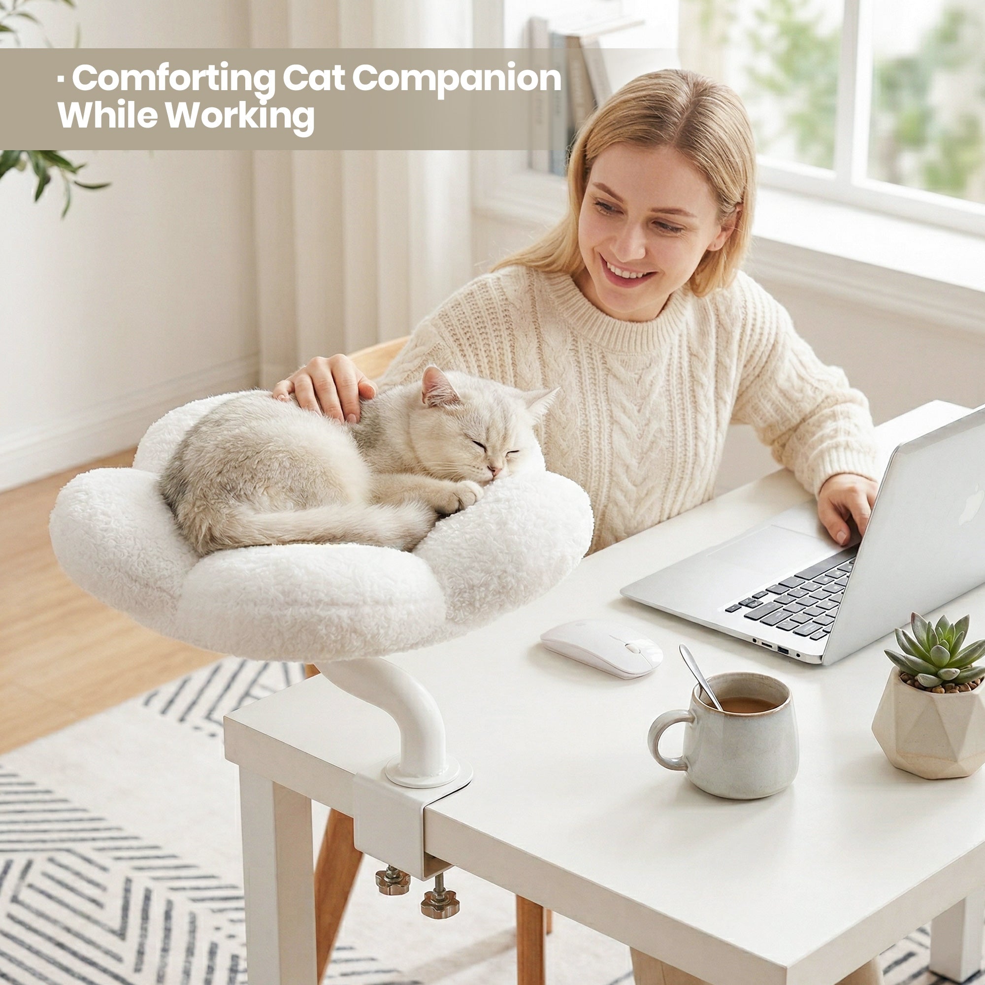 Cozy Flower Desk Cat Bed