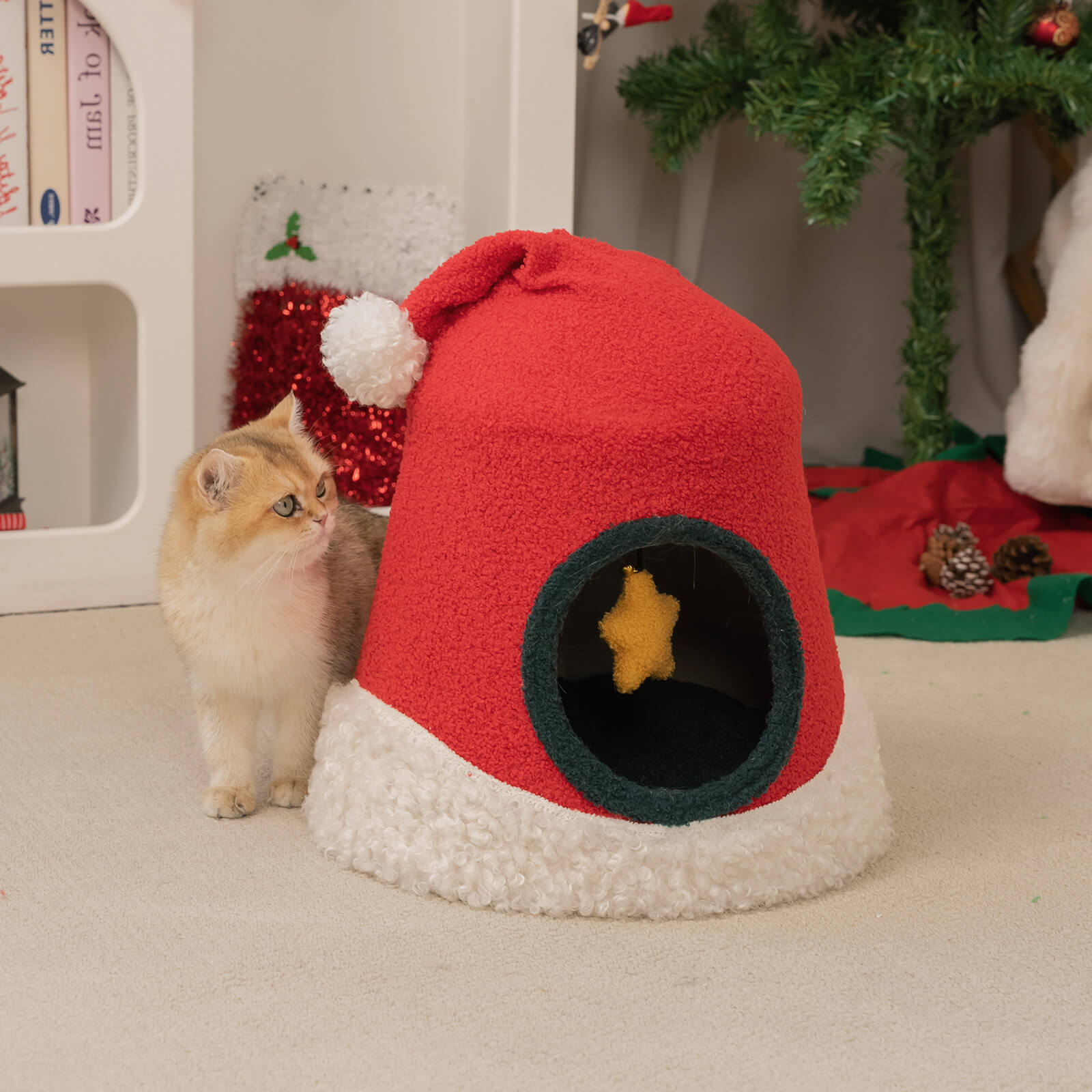 Christmas Santa Hat Cat Bed