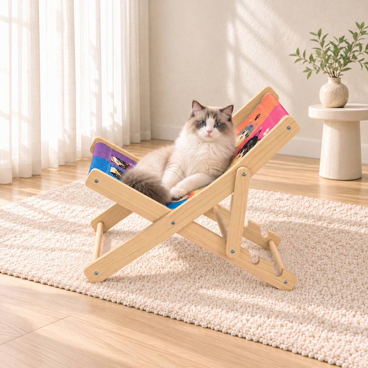 Foldable Cat Lounge Chair With Scratching Surface