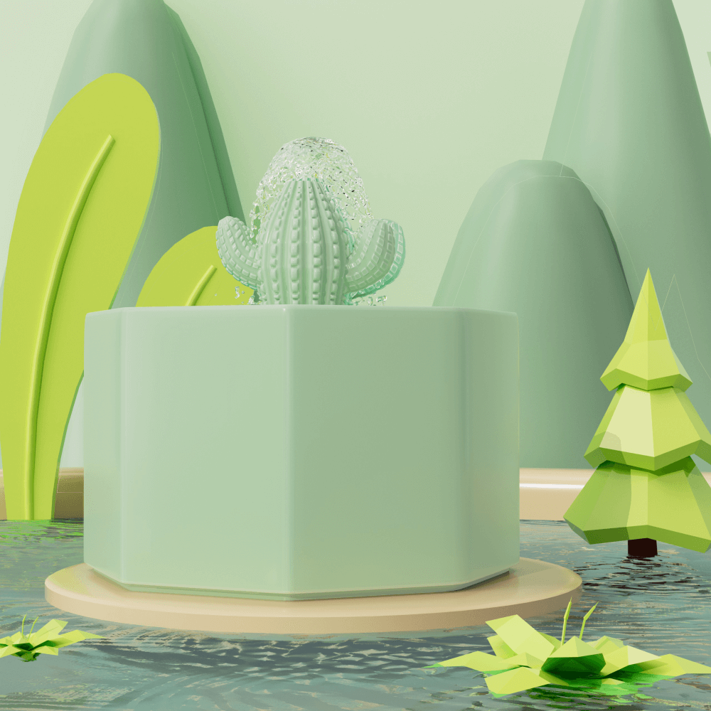 50oz/1.5L Cactus Style Cat Water Fountain