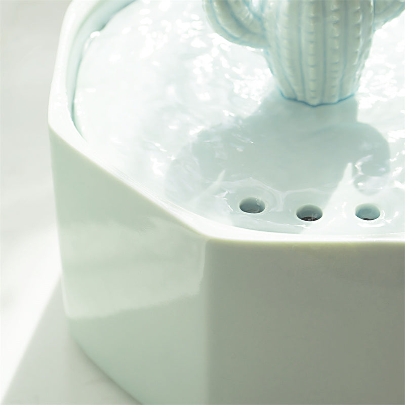 succulent water fountain cat Happy & Polly Cactus Style Ceramic Cat Water Fountain, 1.5-liter