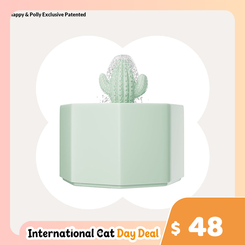 50oz/1.5L Cactus Style Cat Water Fountain