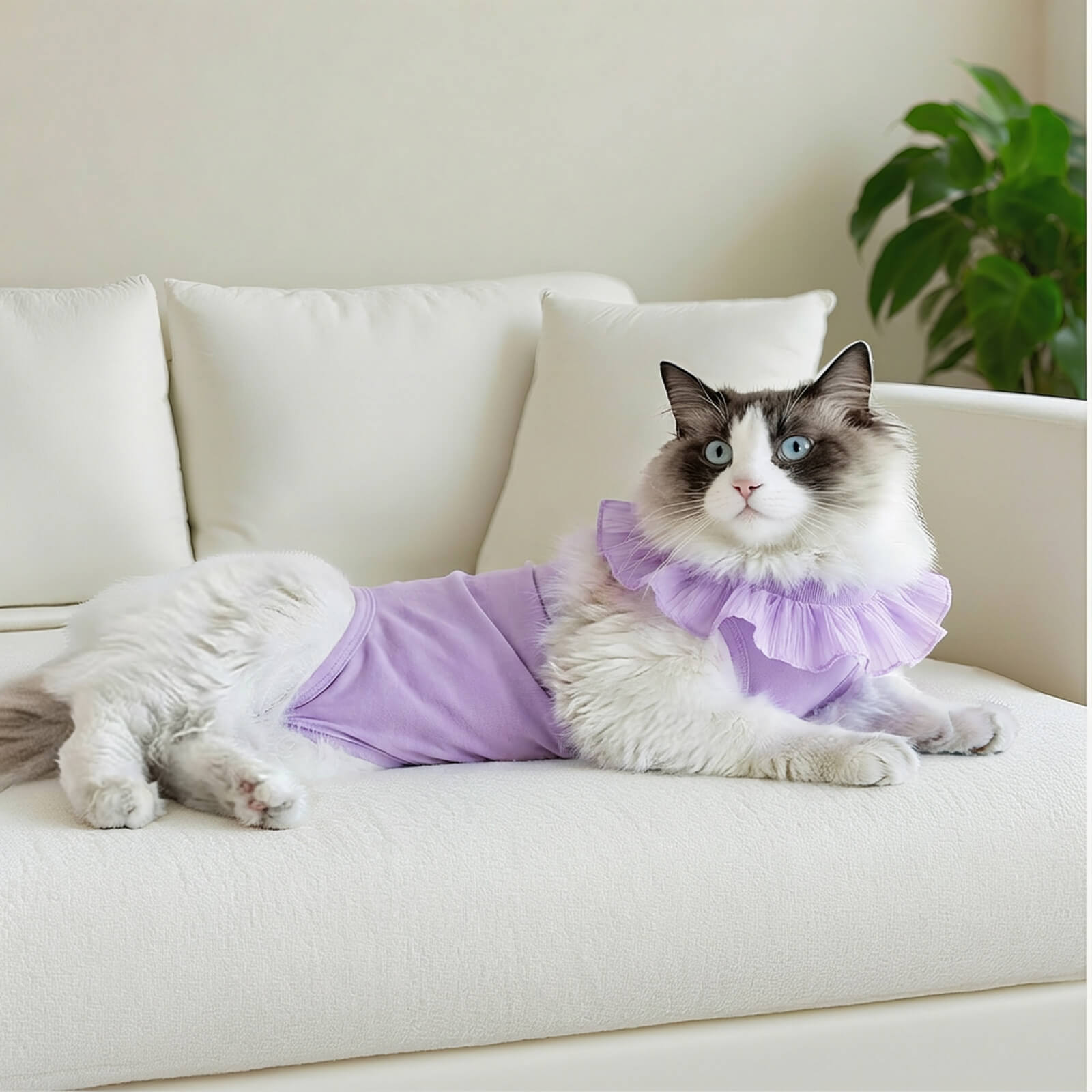Soft Cotton Post-Surgery Cat Recovery Suit