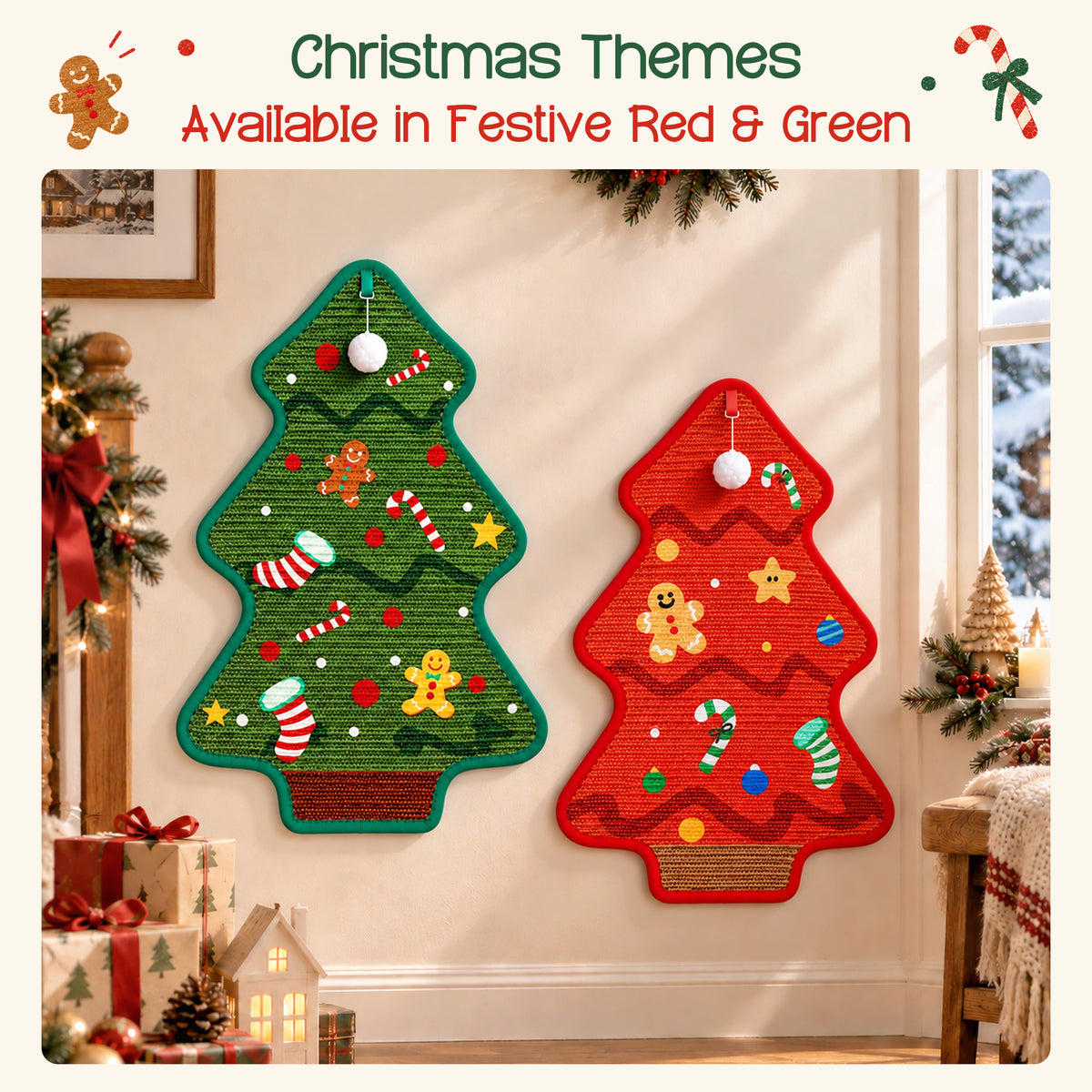 Durable Christmas Tree Cat Scratcher Mat