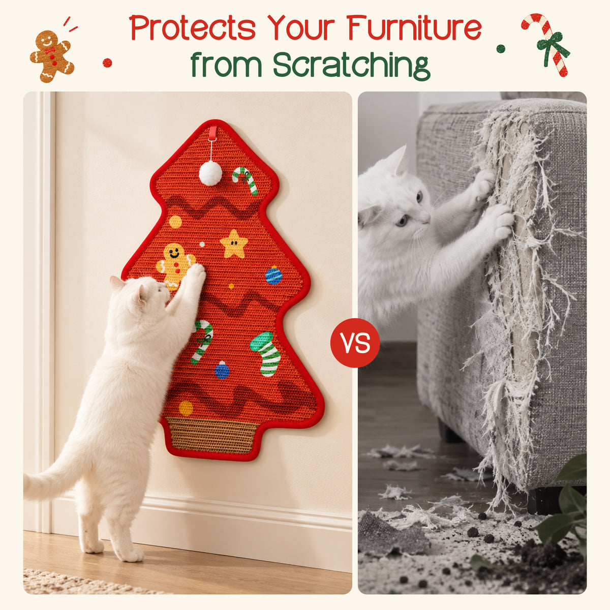Durable Christmas Tree Cat Scratcher Mat