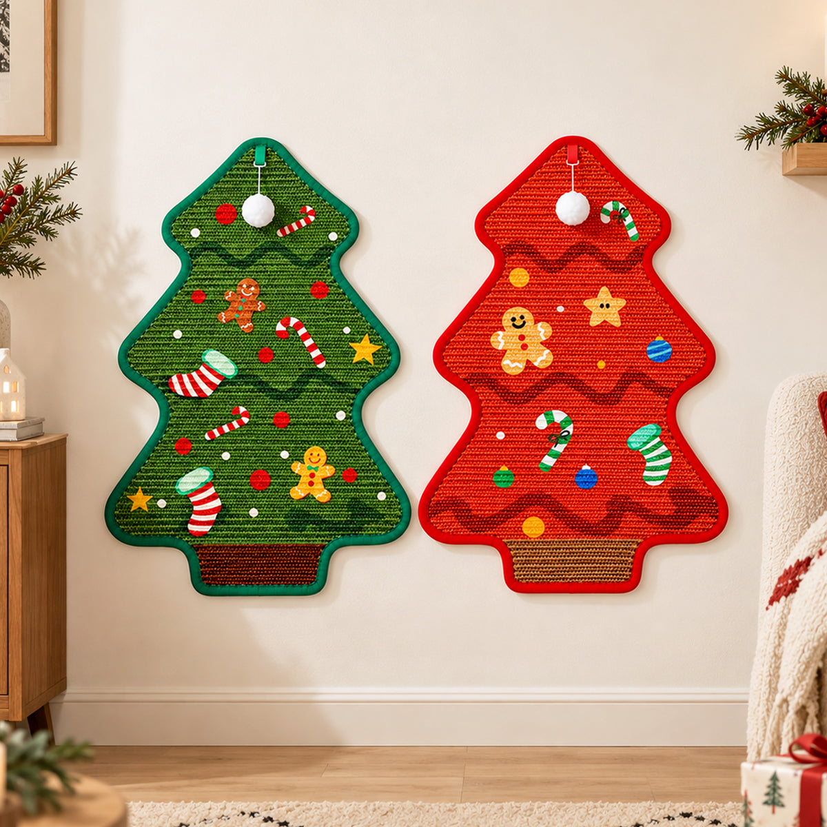 Durable Christmas Tree Cat Scratcher Mat