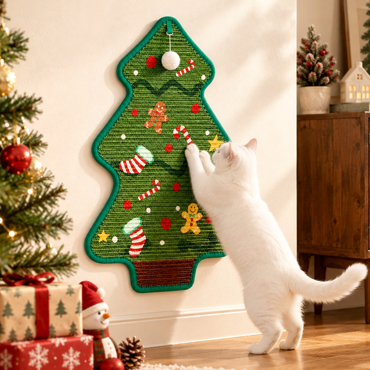 Durable Christmas Tree Cat Scratcher Mat