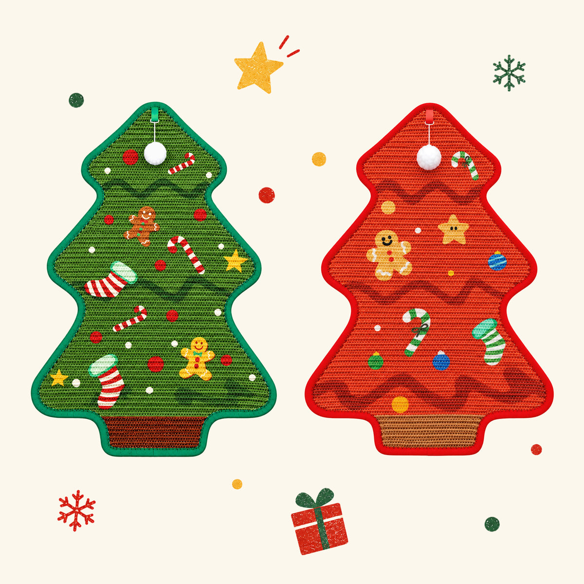 Durable Christmas Tree Cat Scratcher Mat