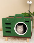 Cozy Green Radio Cat Bed-Hide-and-Seek Entryway