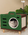 Cozy Green Radio Cat Bed for large cats