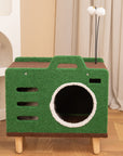 Cozy Green Radio Cat Bed indoors