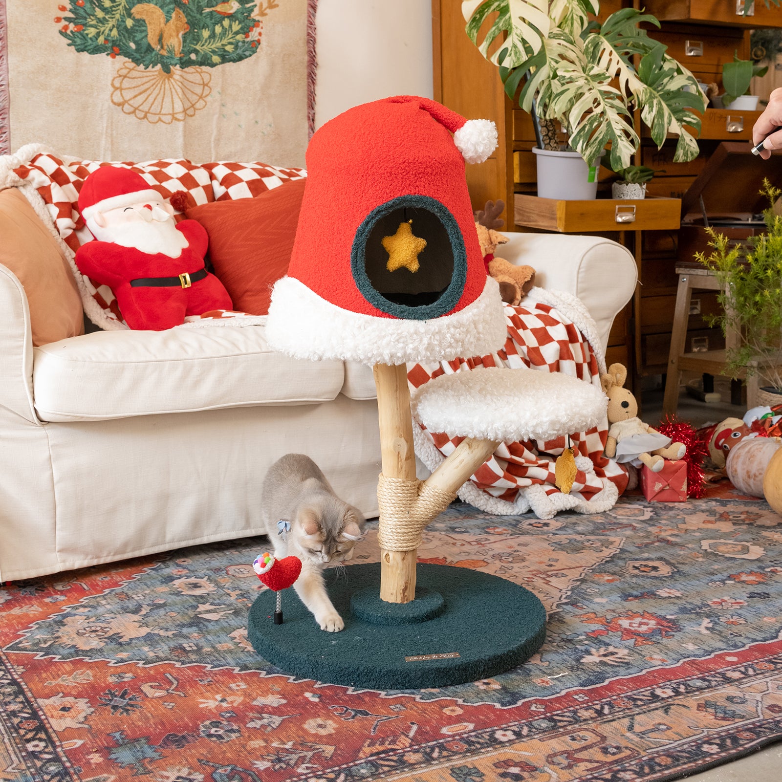 Santa Hat Cat Tree