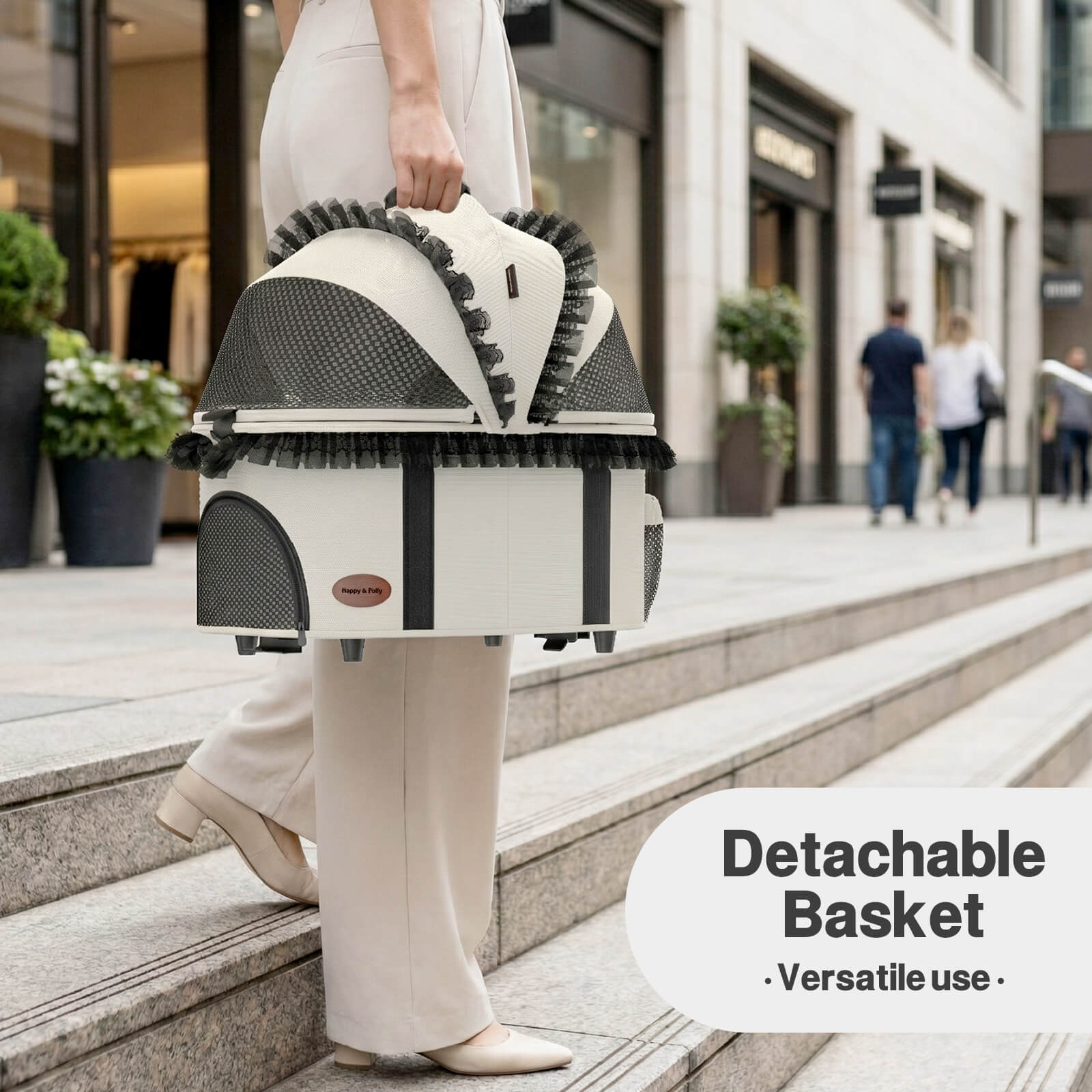 Foldable Pet Stroller with Detachable Carrier