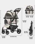 Foldable Pet Stroller with Detachable Carrier