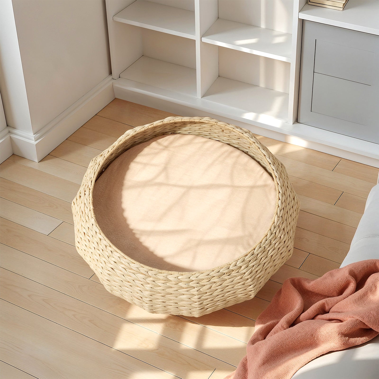 Handwoven Rattan Wood Cat Bed