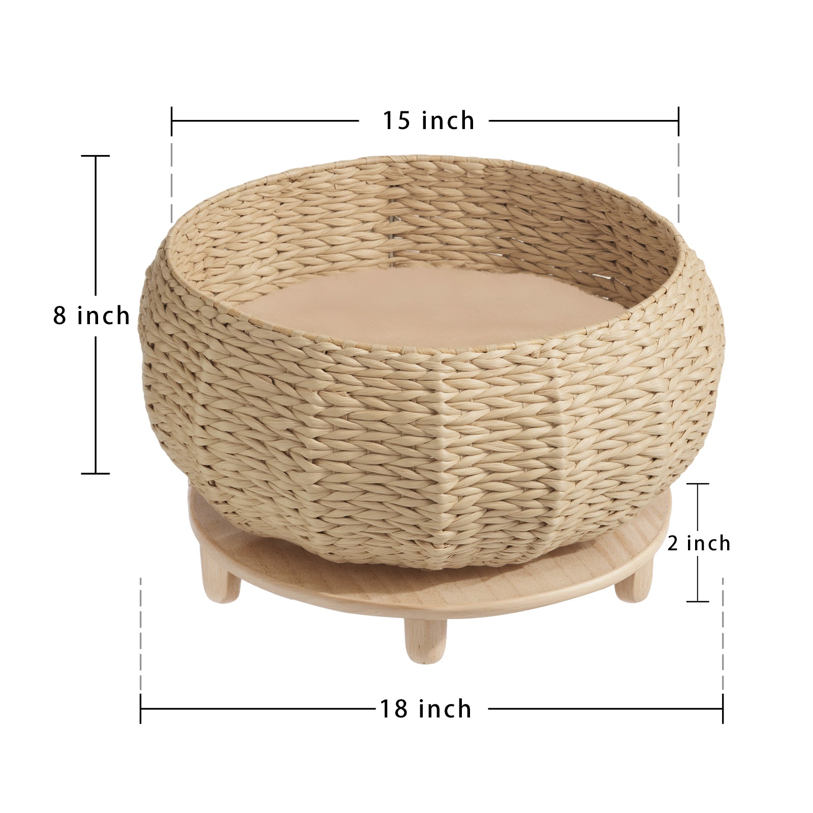 Handwoven Rattan Wood Cat Bed