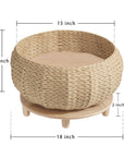 Handwoven Rattan Wood Cat Bed