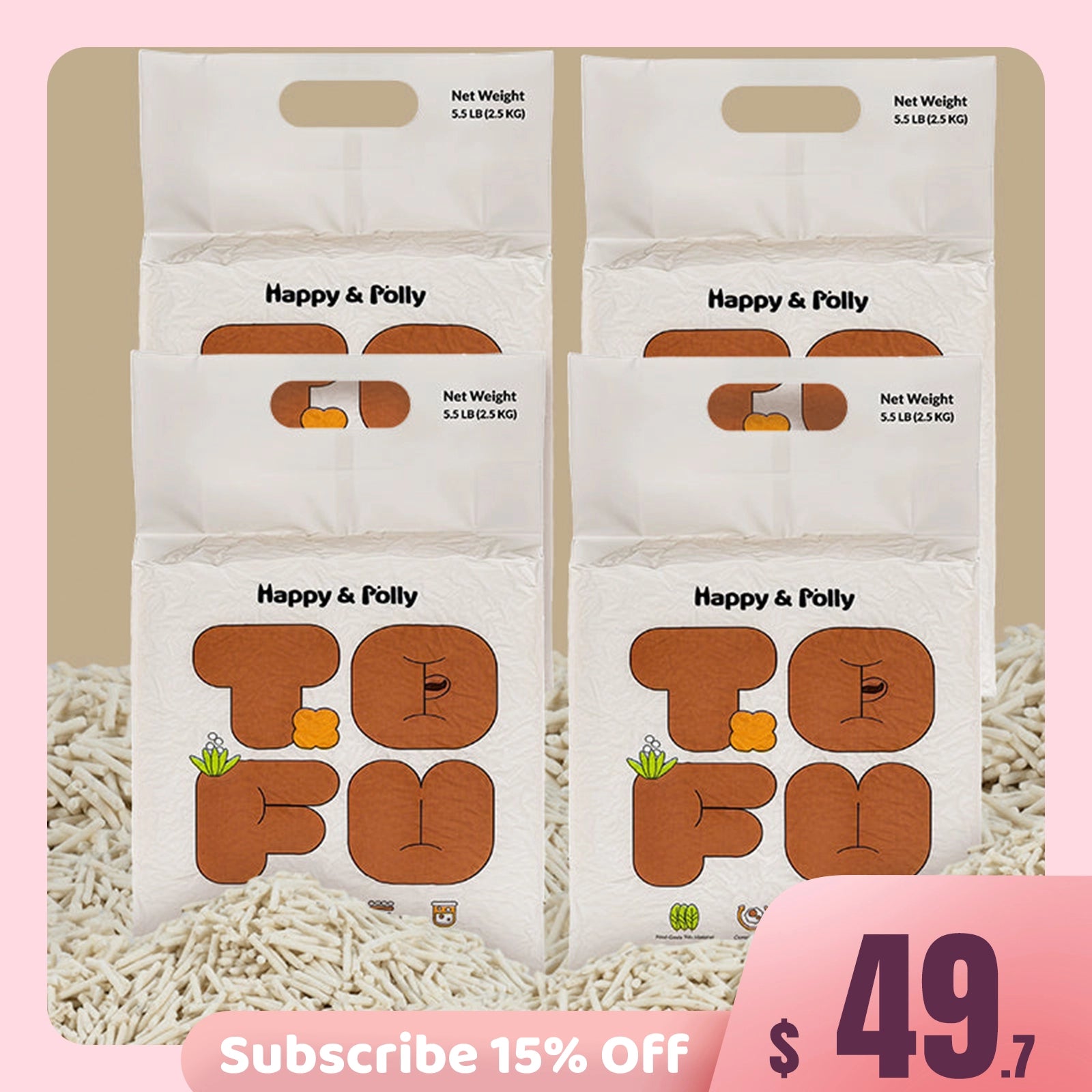 Plant-Based Tofu Litter with Triple Natural Deodorizers