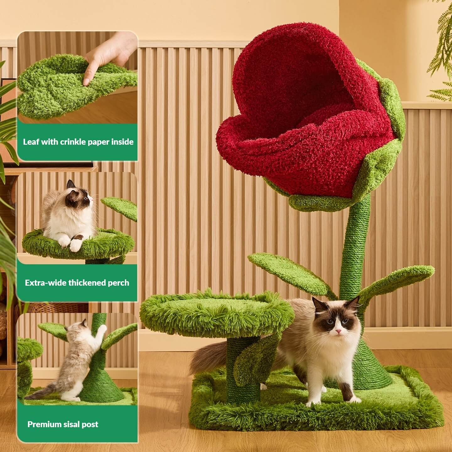 41.7'' Carnivorous Flower-Inspired Cat Tree – Happy & Polly
