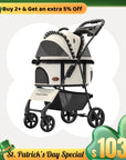Foldable Pet Stroller with Detachable Carrier