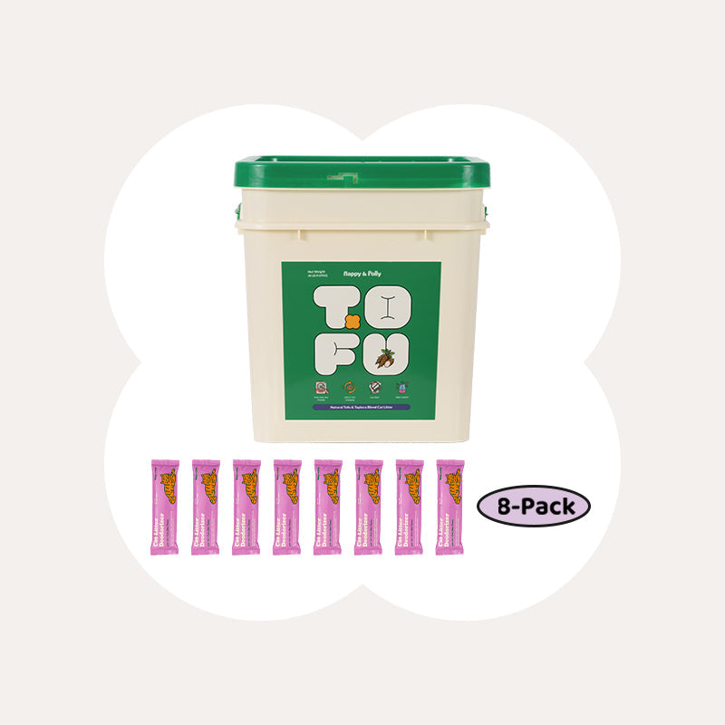 Tofu &amp; Cassava Natural Cat Litter 20lb Bucket with 8 packs Cat Litter Deodorizer