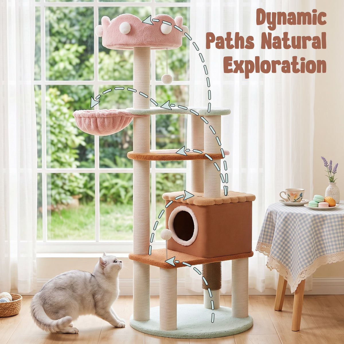 Happy &amp; Polly-Large Ice Cream Cat Tree-Climbing Path