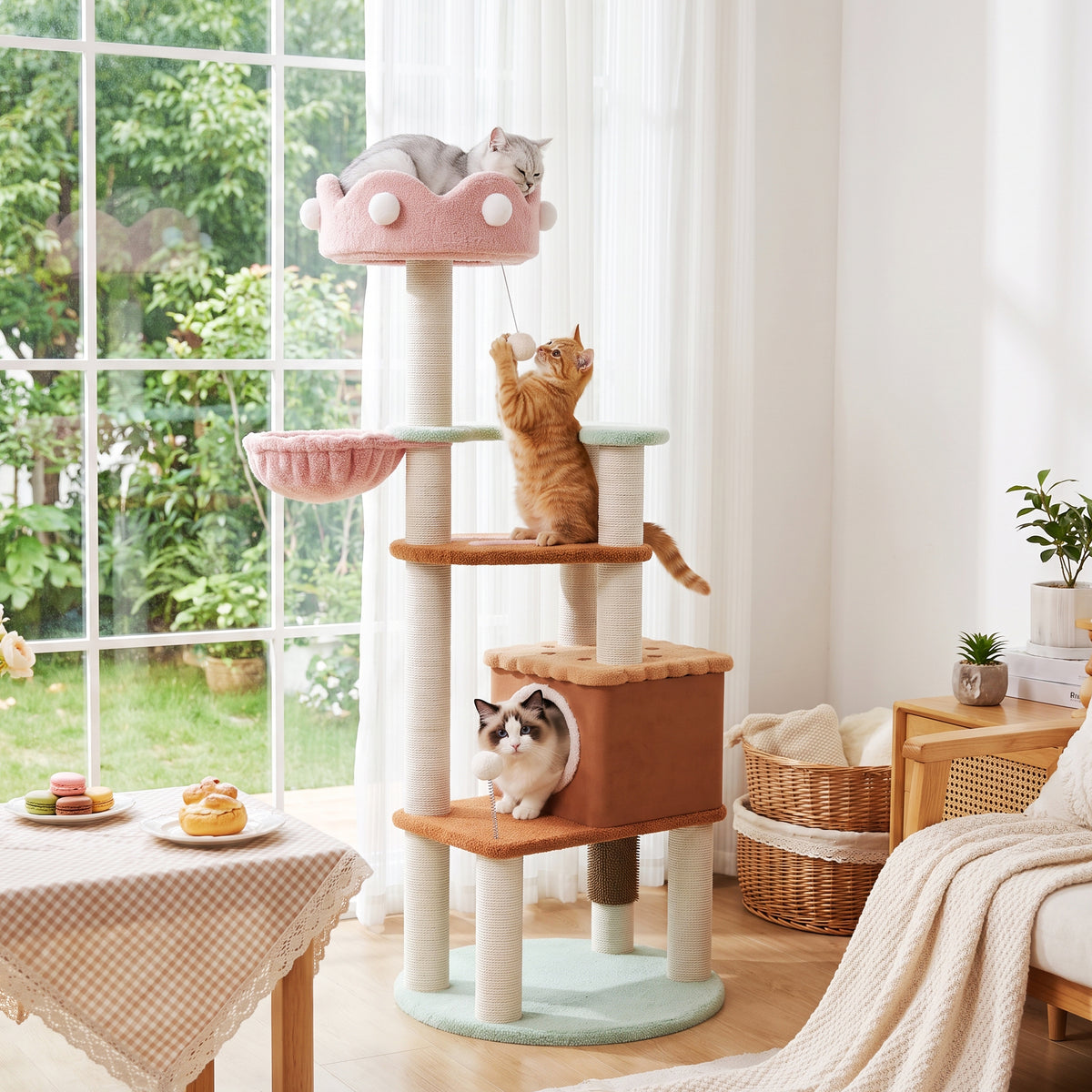 Happy &amp; Polly-Large Ice Cream Cat Tree-Multi-Cat Design