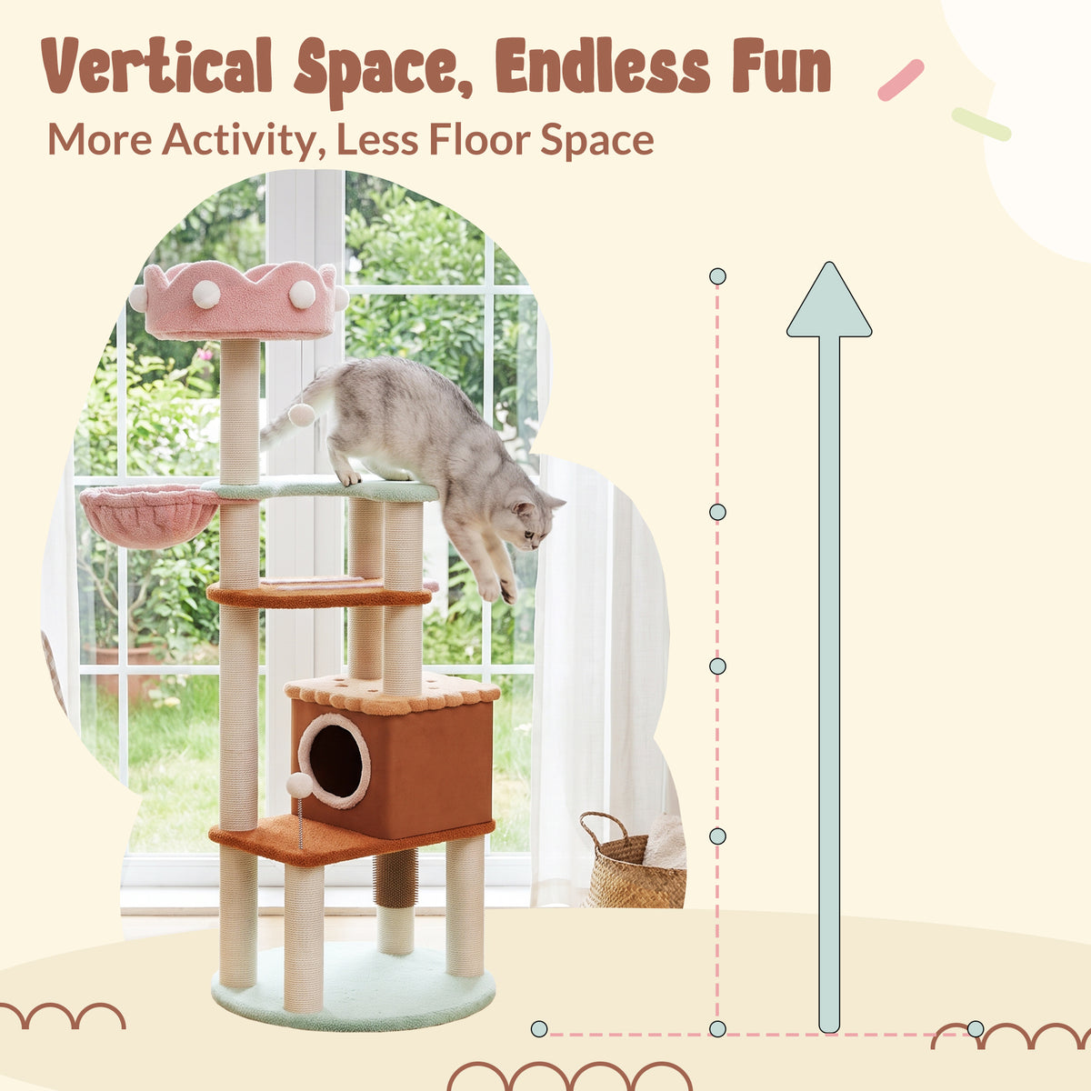 Happy &amp; Polly-Large Ice Cream Cat Tree-Vertical Space
