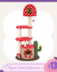 59" Stable Red Mushroom Large-Sized Multi-Cat Tree