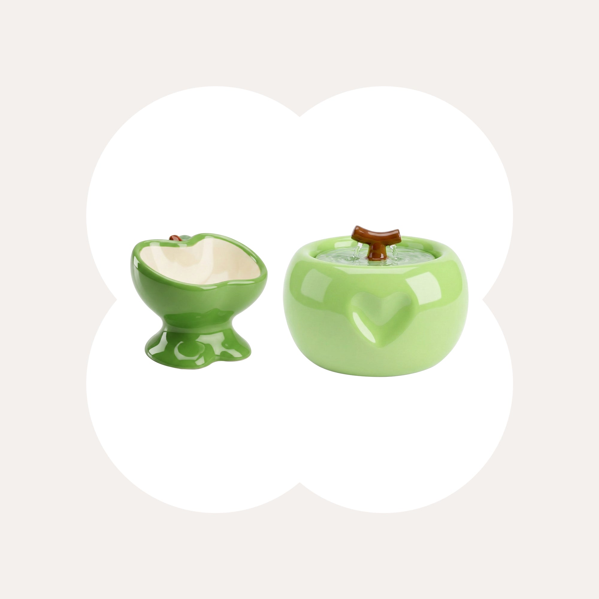 Love Apple Cat Bowl & Fountain Set (RED)
