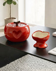 Love Apple Cat Bowl & Fountain Set