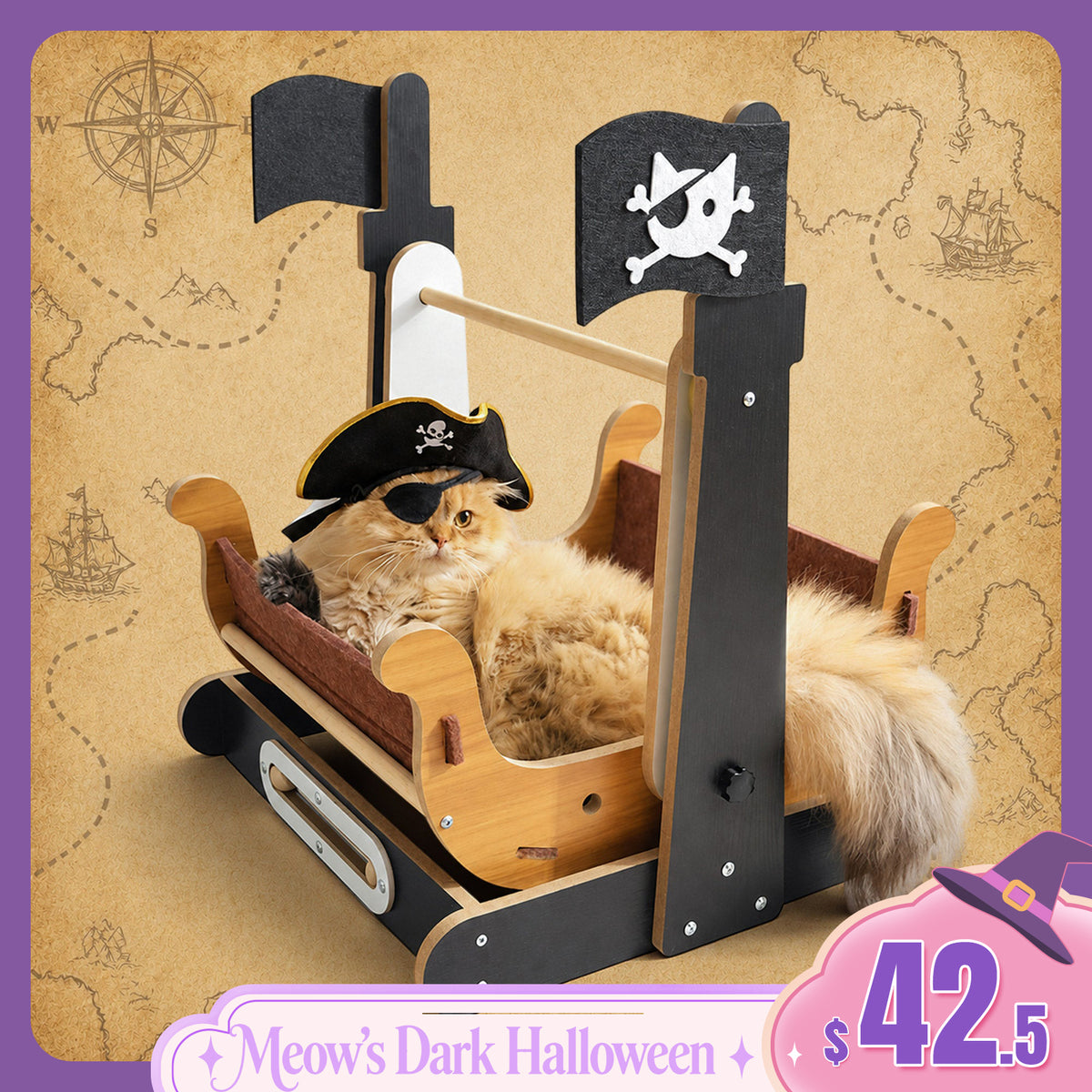 2-Tier Pirate Ship Cat Bed