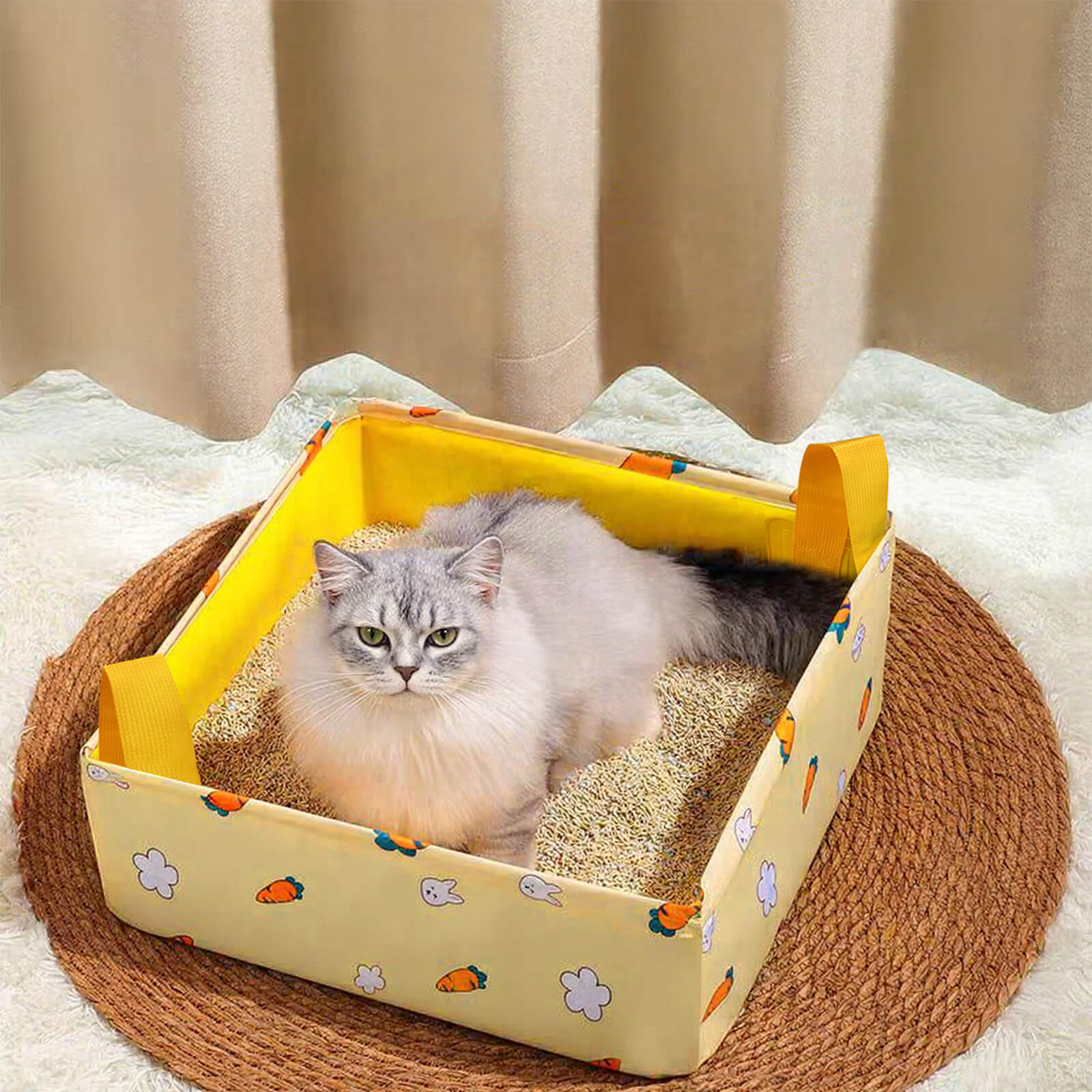 Portable Foldable Cat Litter Box Perfect for Travel and Easy Cleanup Happy Polly