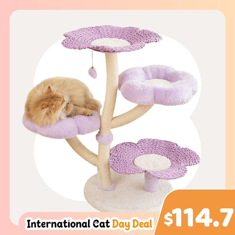 Purple Woven Flower Cat Tree – Happy & Polly
