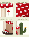 Large Red Mushroom Cat Tree - Details- Happy&Polly