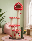 Large Red Mushroom Cat Tree - Indoor Design- Happy&Polly