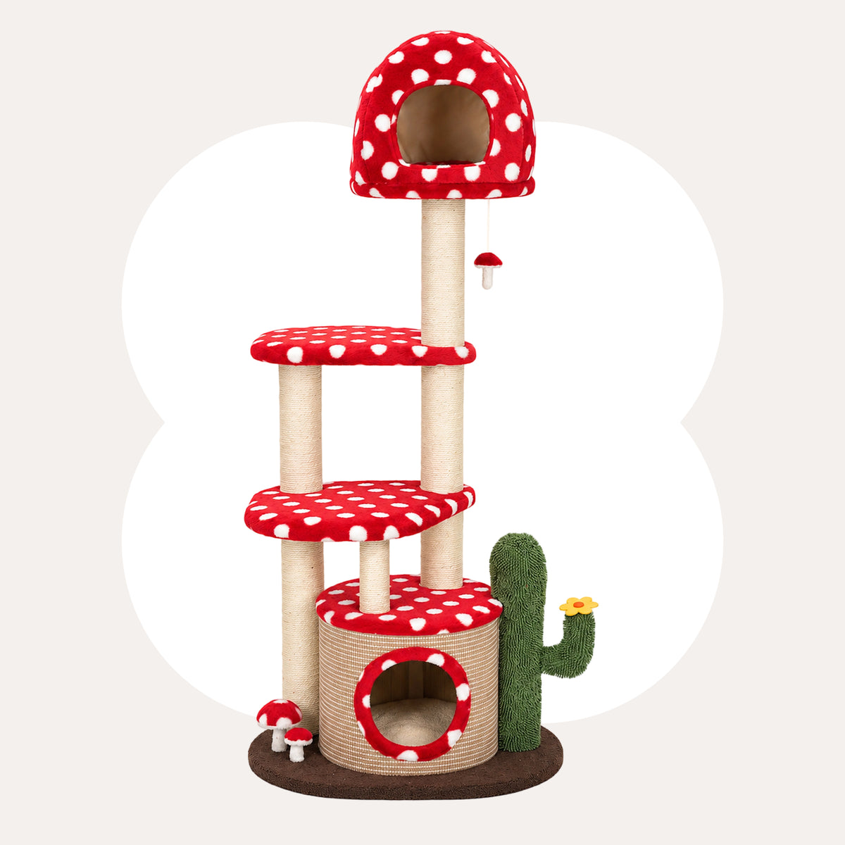 Large Red Mushroom Cat Tree - Product Image - Happy&amp;Polly