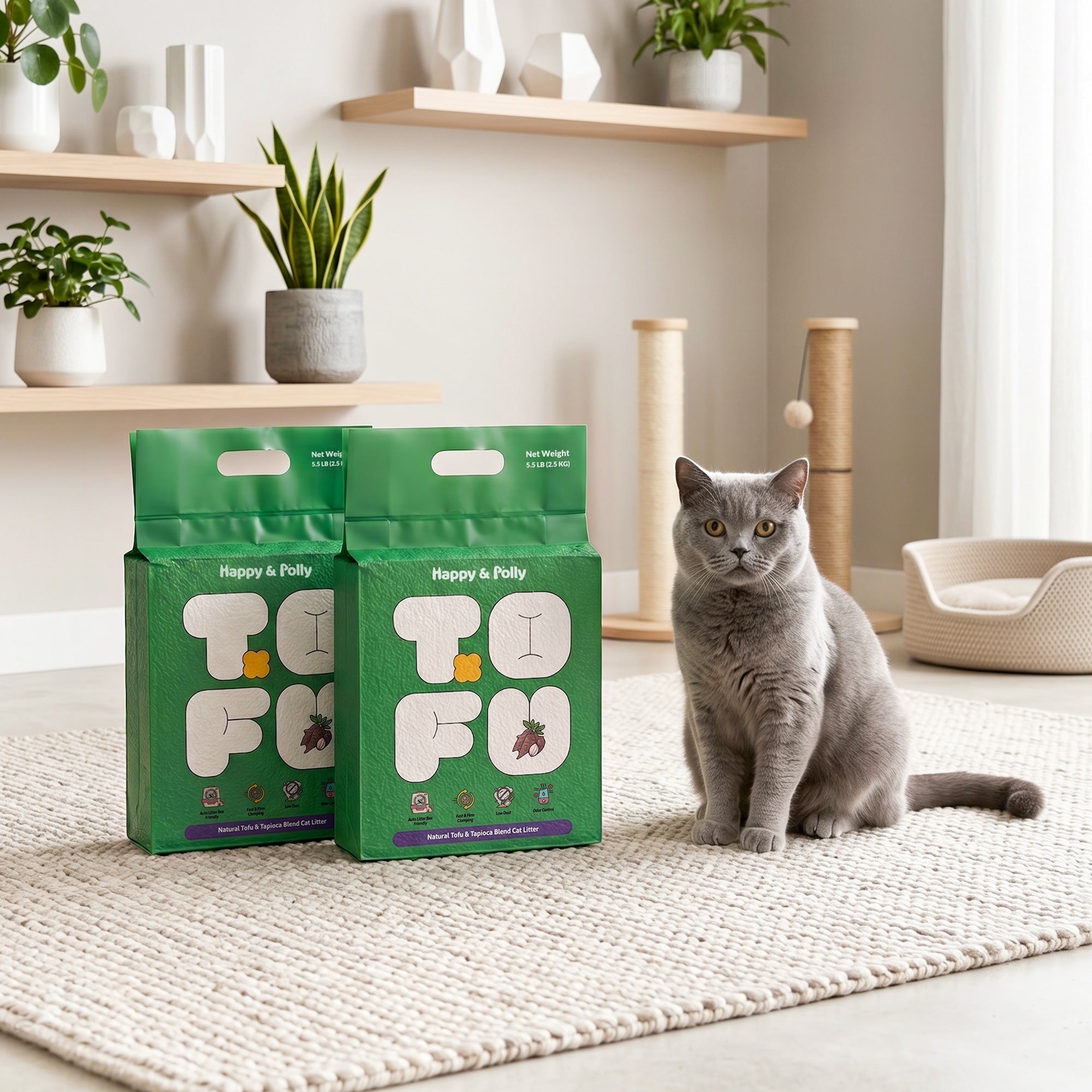 Tofu & Cassava Natural Cat Litter – Happy & Polly