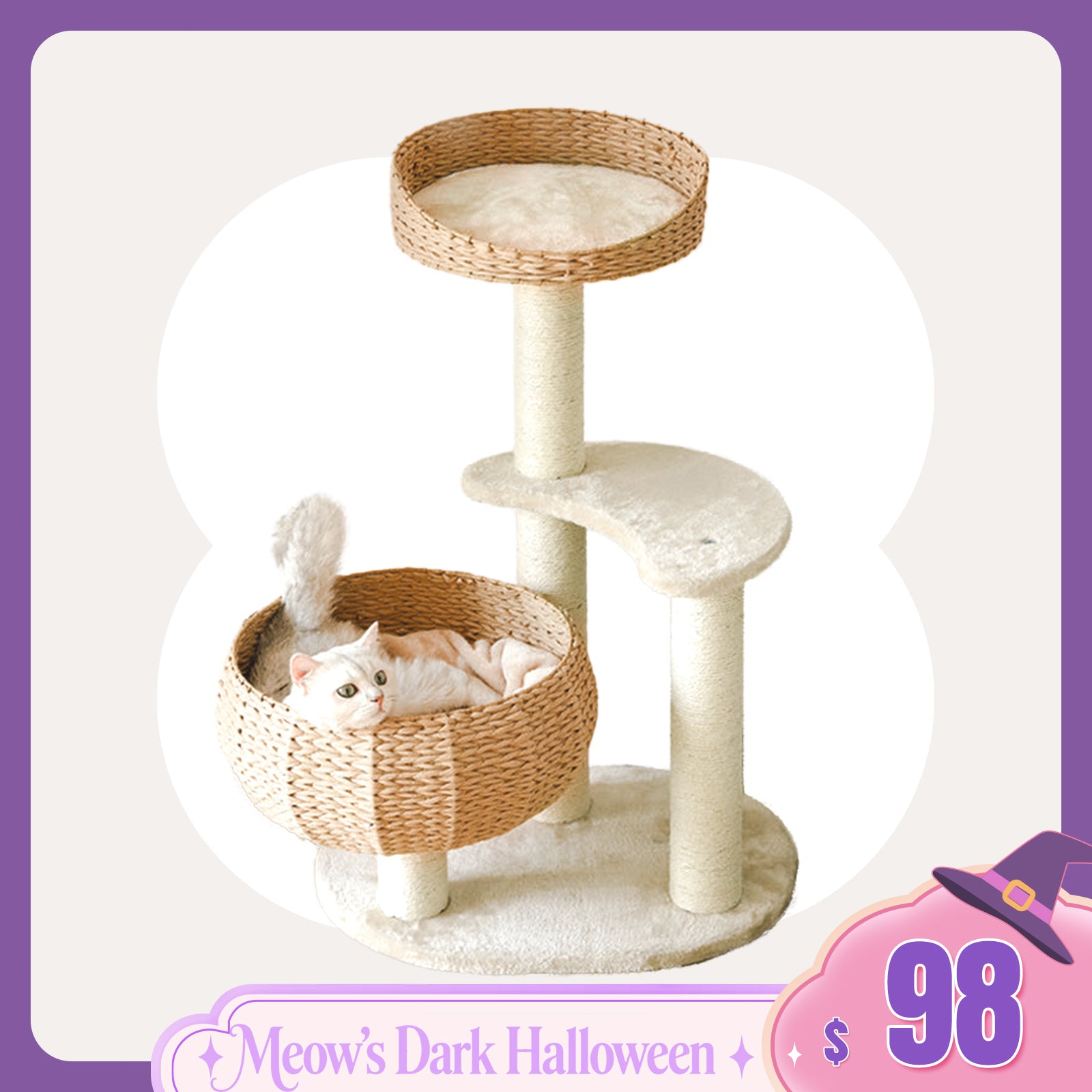 Sleeping in the Bowl Cat Tree